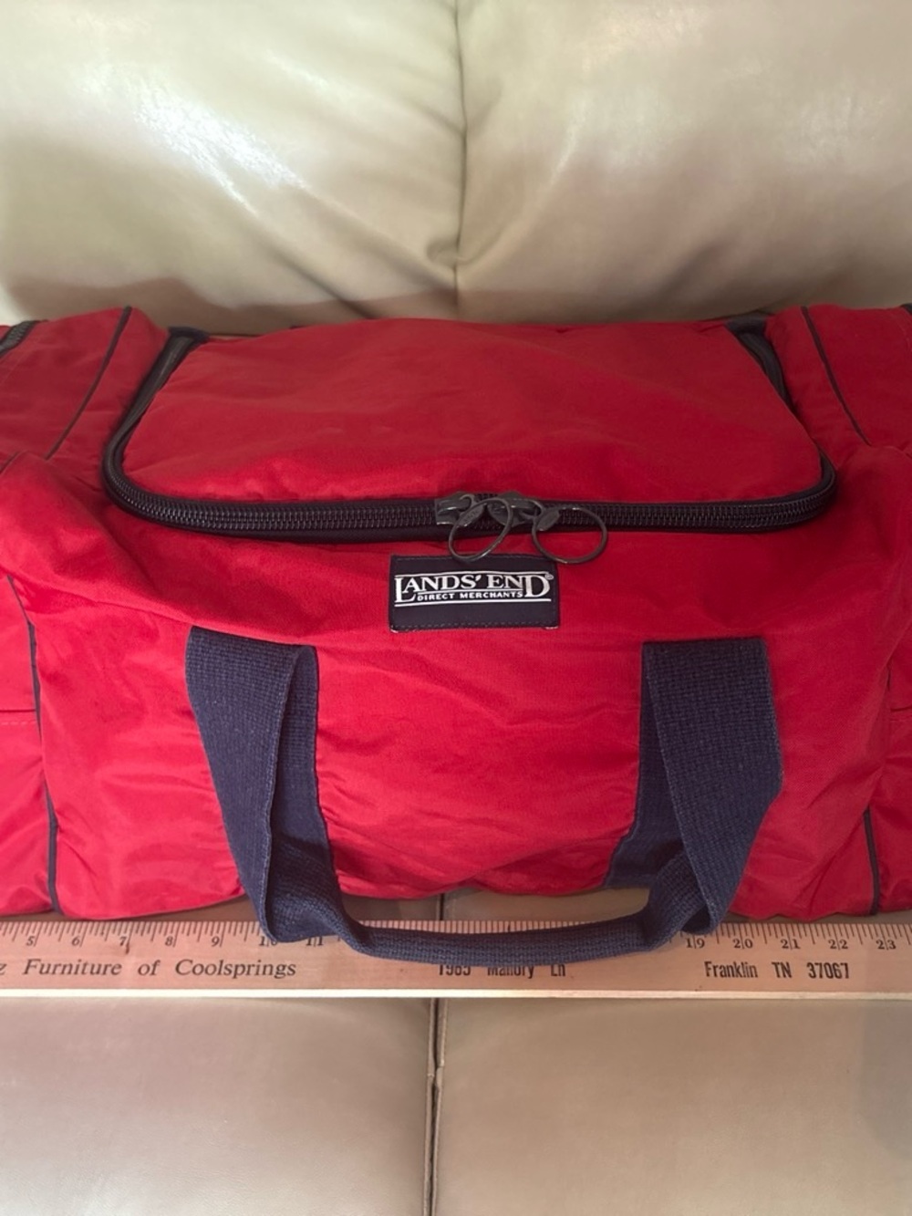 Vintage 80s Lands' End Duffle Bag Red - Picture 1 of 13